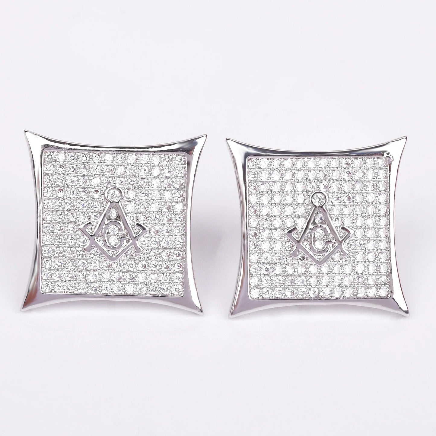 Miami Ice 12mm Sharp Cursive Iced Out Stud Earrings