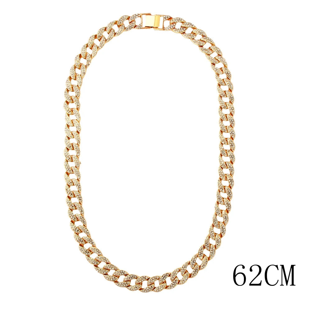Miami Ice 12mm Iced Cuban Link Chain - Gold