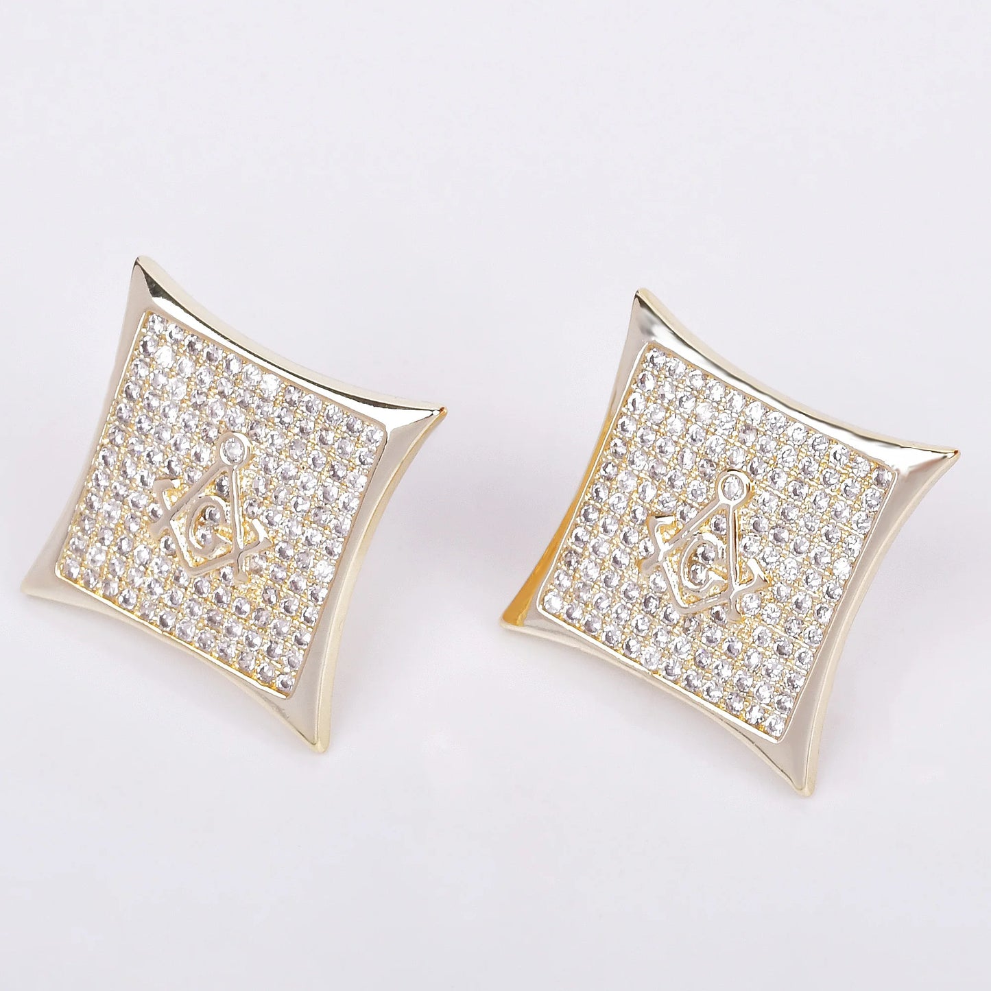 Miami Ice 12mm Sharp Cursive Iced Out Stud Earrings