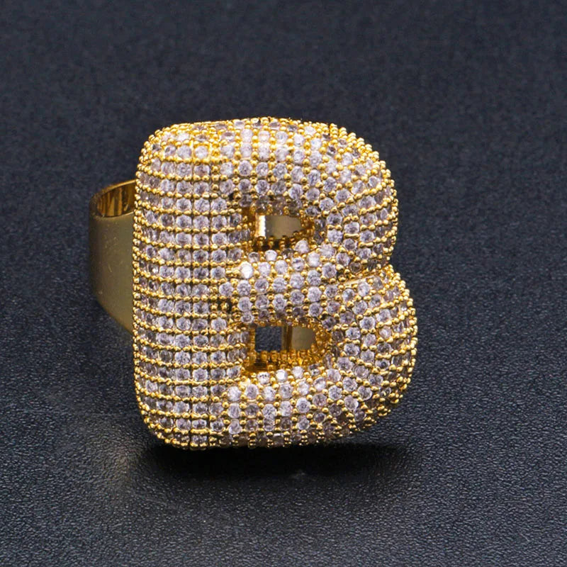 Miami Ice A-Z Initial Custom Letter Iced Out Ring