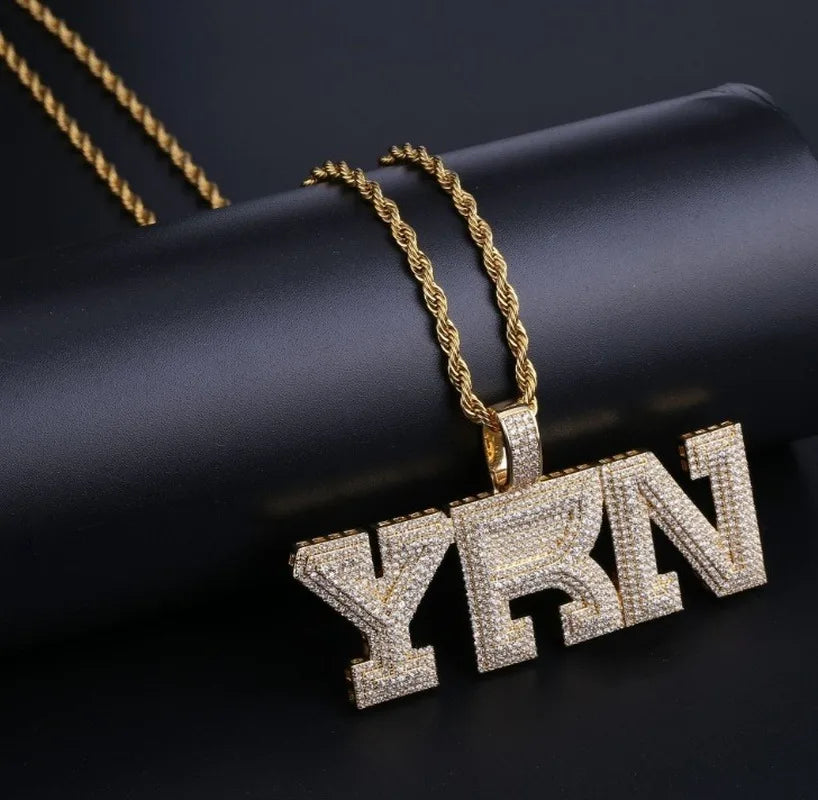 Hip Hop Ice Out Alphabet Savage Pendant Necklace