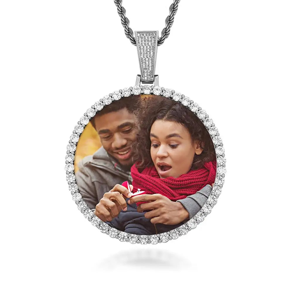 Miami Ice Vvs1 Custom Photo Pendant - White Gold