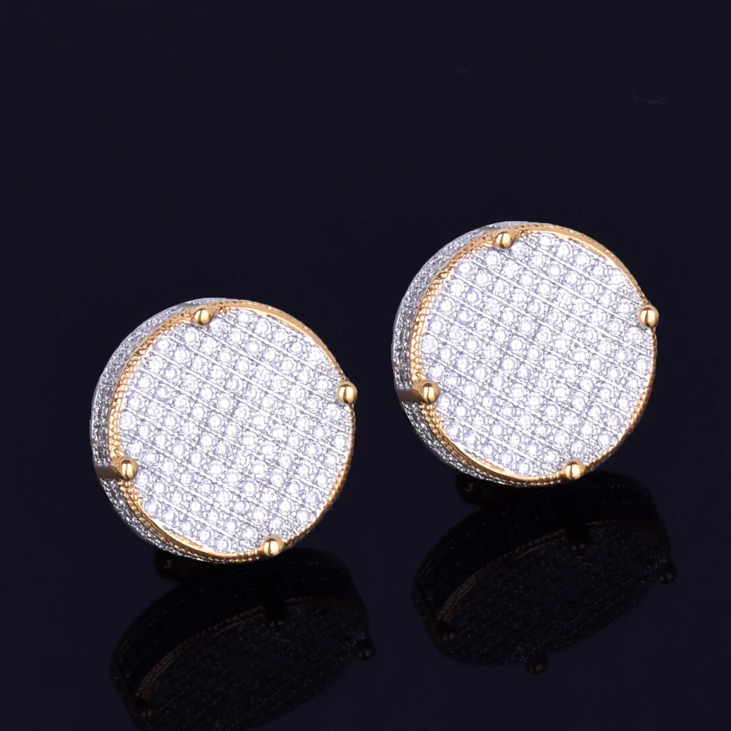 Miami Ice 14MM Round Screw Back Iced Out Stud Earrings