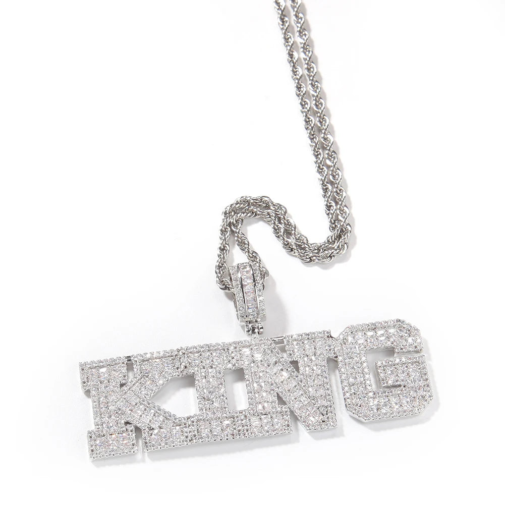 Miami Ice Baguette VVS Custom Letter Pendant - White Gold