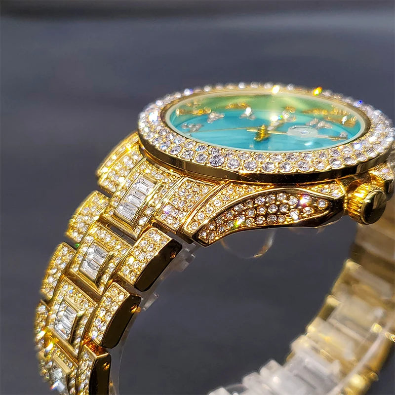 Miami Ice Men's Luxury Iced Out Watch & Bracelet Set