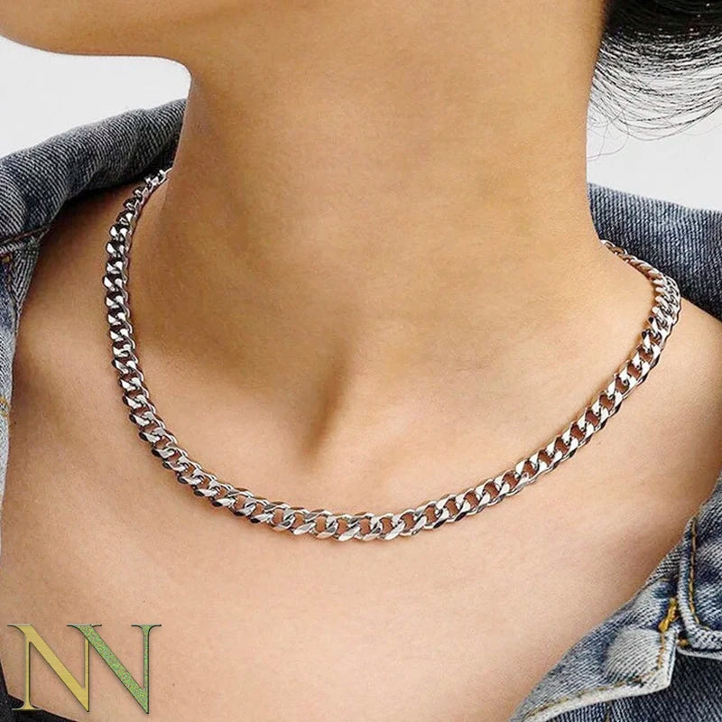 Stainless Steel Cuban Link Necklace Set
