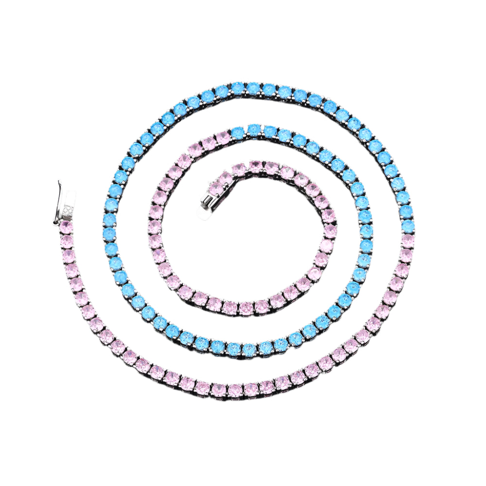 Miami Ice 5mm Tennis Chain Pink - Blue