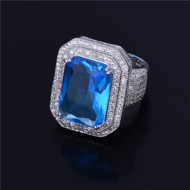 Miami Ice Emerald Stones Iced Out Ring
