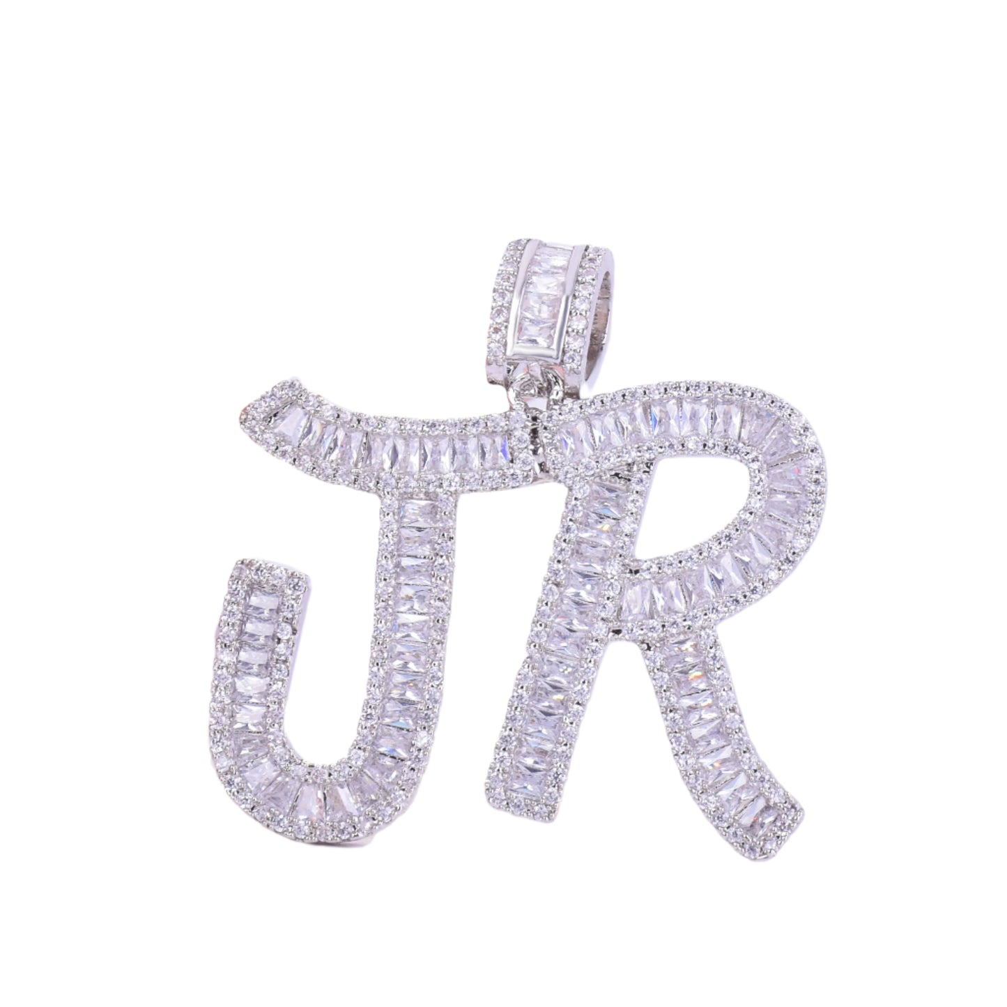 Miami Ice Iced Out Baguette Letters - White Gold