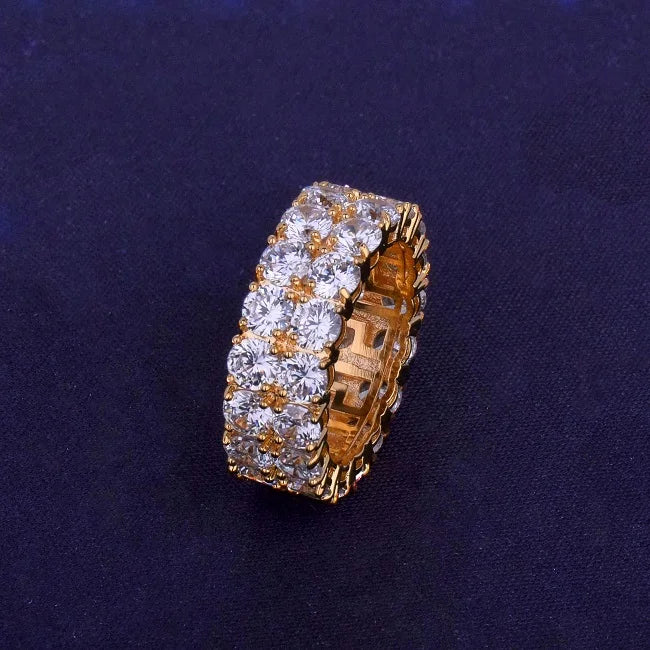 Miami Ice Tennis Two Rows Solitaire Iced Out Ring