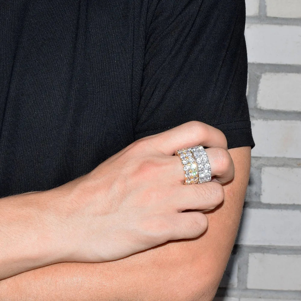 Miami Ice Tennis Two Rows Solitaire Iced Out Ring