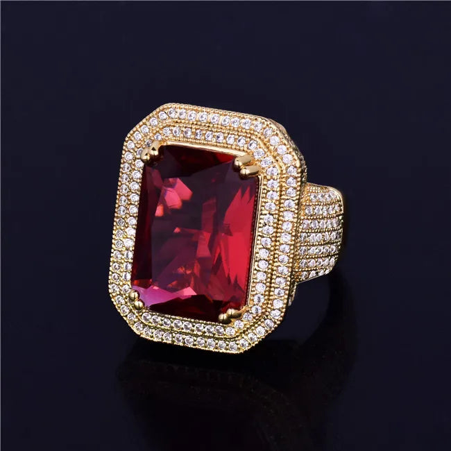 Miami Ice Emerald Stones Iced Out Ring