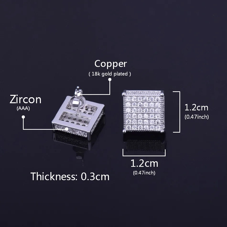 Miami Ice 12mm Micro Paved Iced Out Stud Earrings