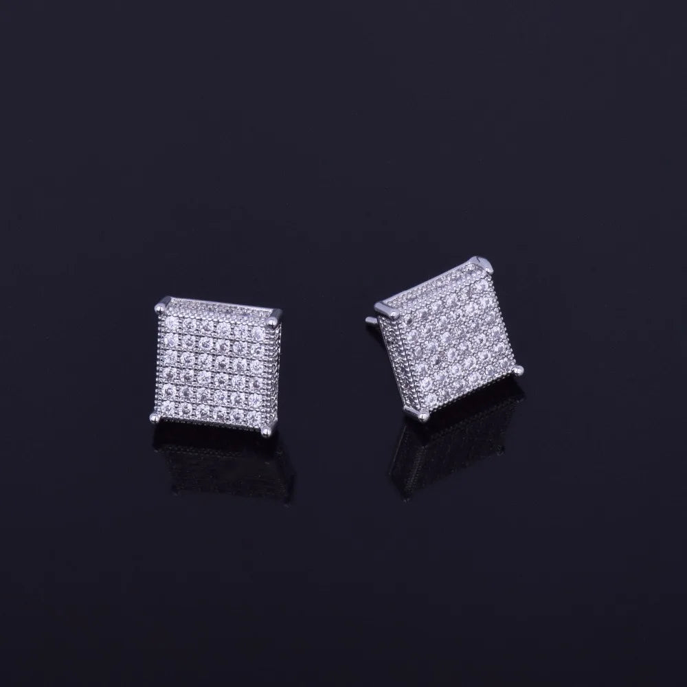 Miami Ice 12mm Micro Paved Iced Out Stud Earrings