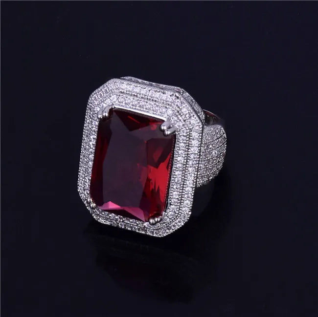 Miami Ice Emerald Stones Iced Out Ring