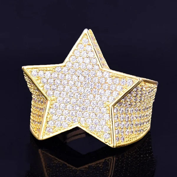 Miami Ice Moissanite Star Ring - Vermeil Gold