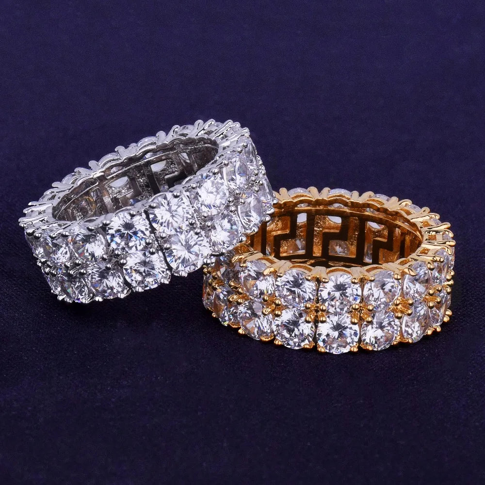 Miami Ice Tennis Two Rows Solitaire Iced Out Ring
