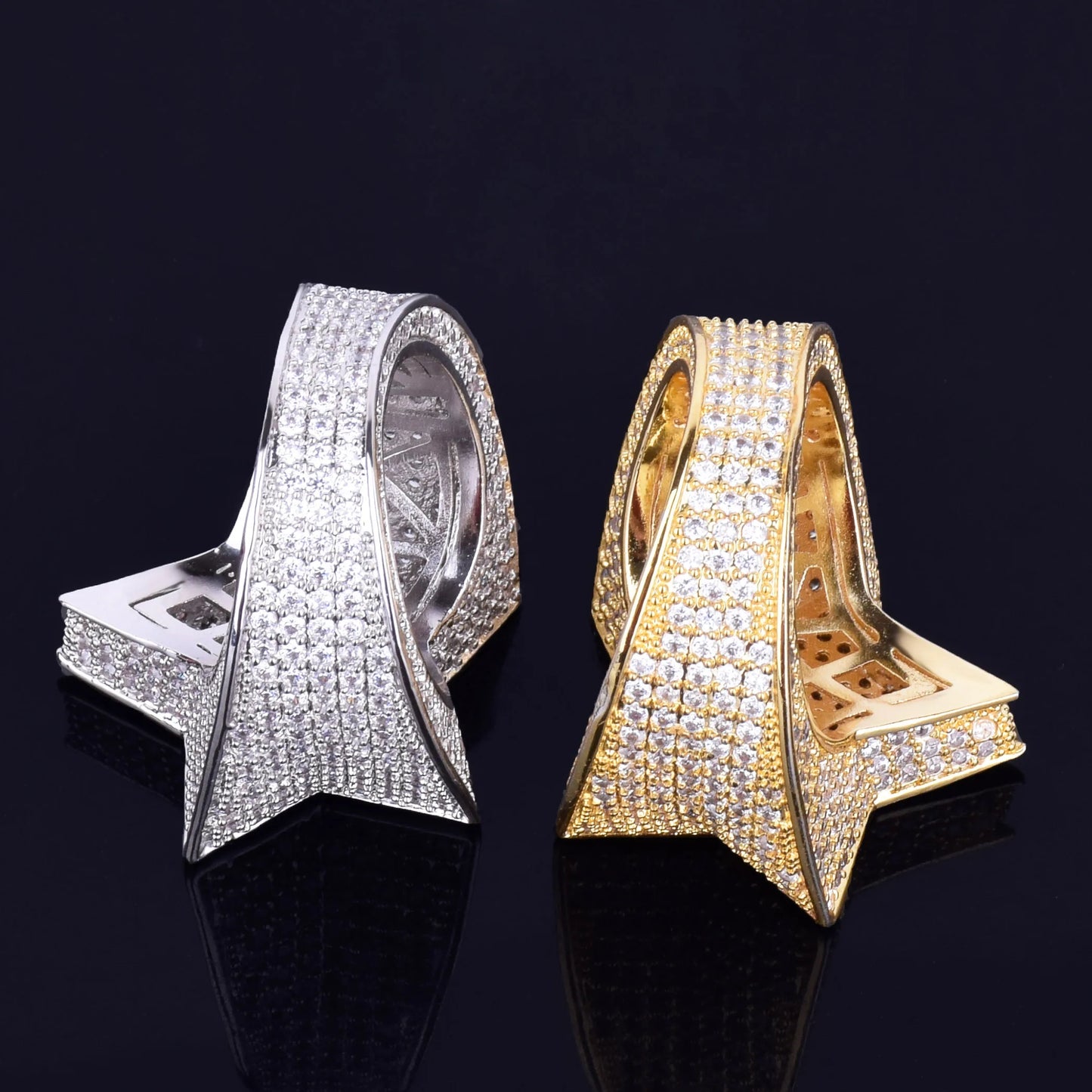 Miami Ice Moissanite Star Ring - Vermeil Gold