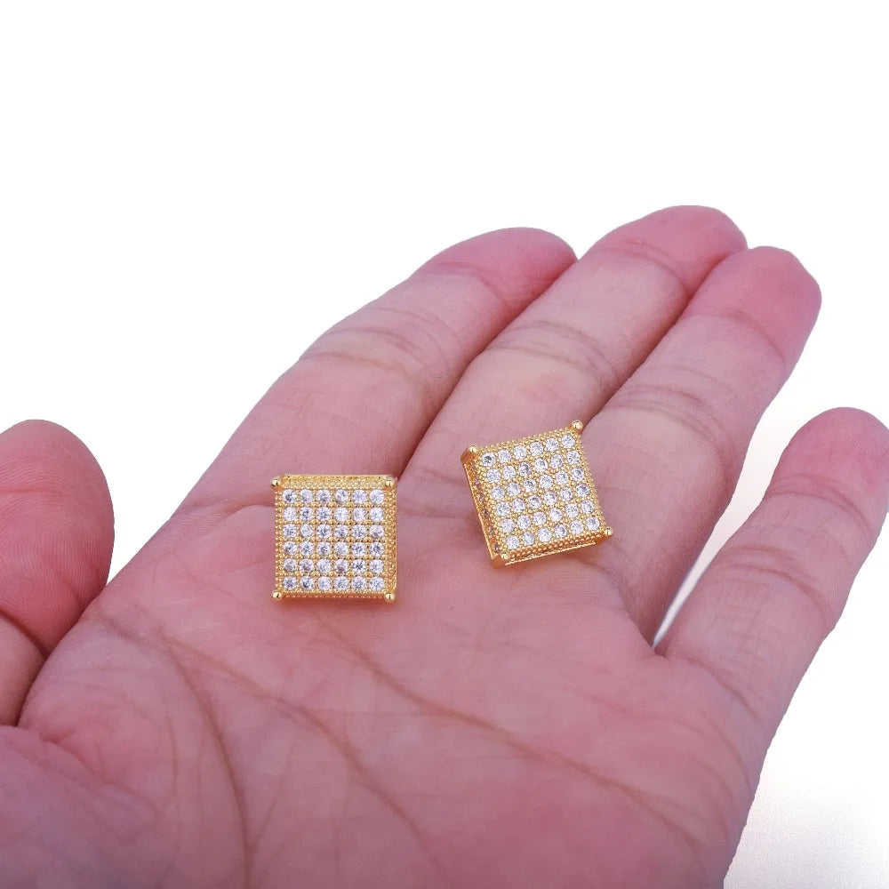 Miami Ice 12mm Micro Paved Iced Out Stud Earrings