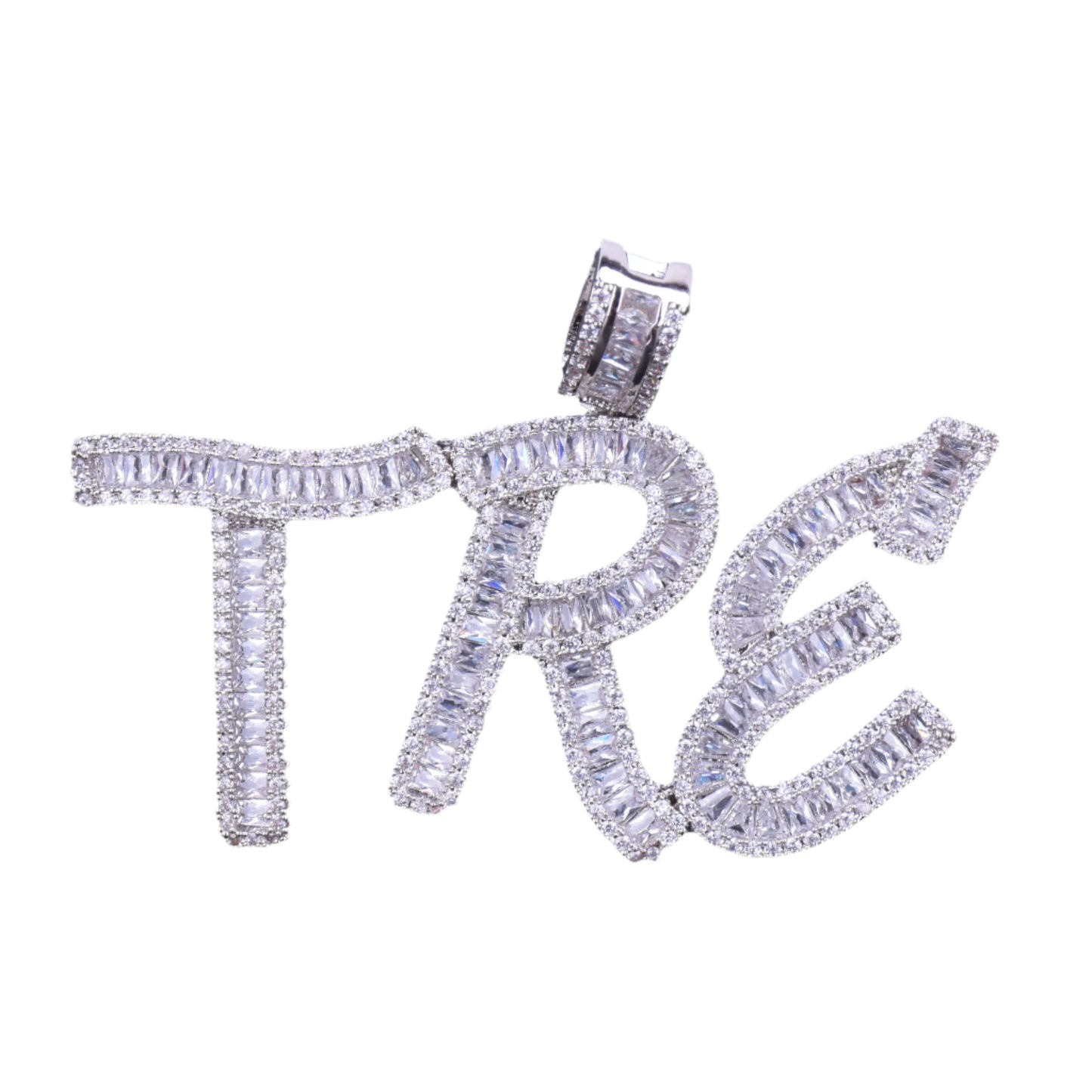 Miami Ice Iced Out Baguette Letters - White Gold