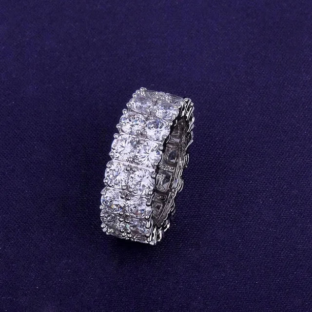 Miami Ice Tennis Two Rows Solitaire Iced Out Ring