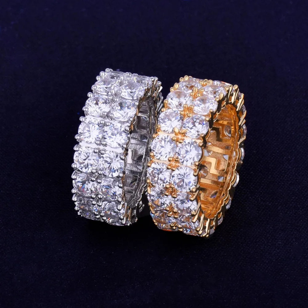 Miami Ice Tennis Two Rows Solitaire Iced Out Ring