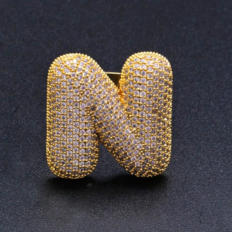Miami Ice A-Z Initial Custom Letter Iced Out Ring