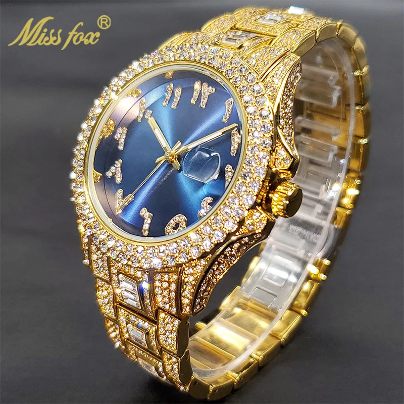 Miami Ice Men's Luxury Iced Out Watch & Bracelet Set