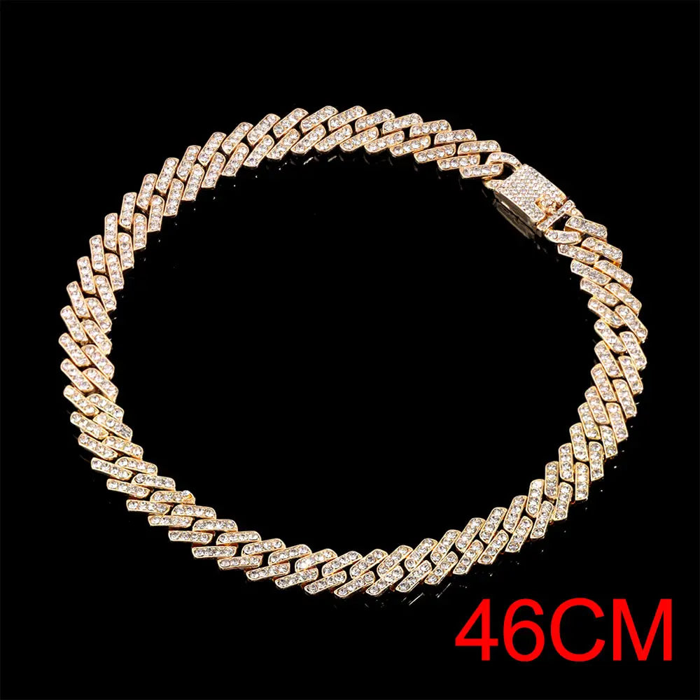 Miami Ice 12mm Iced Cuban Link Chain - Gold