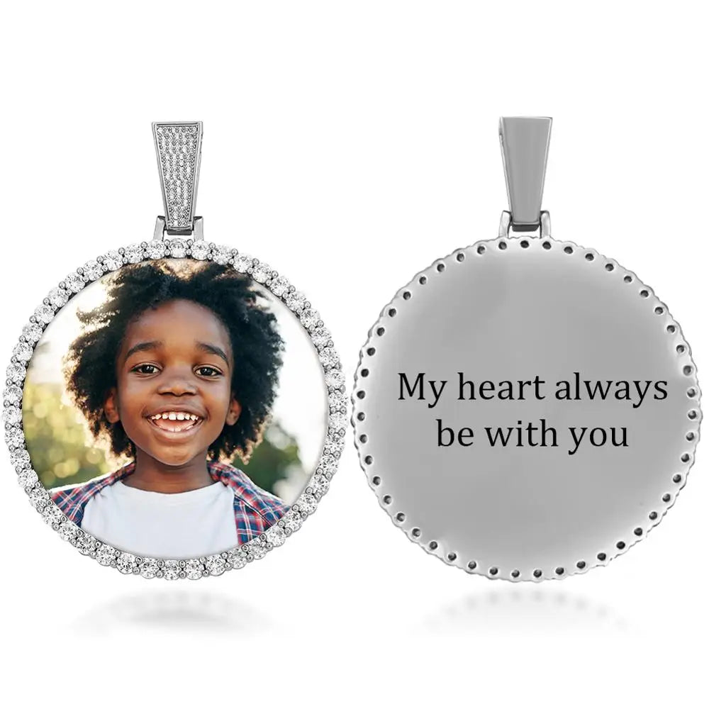 Miami Ice Vvs1 Custom Photo Pendant - White Gold