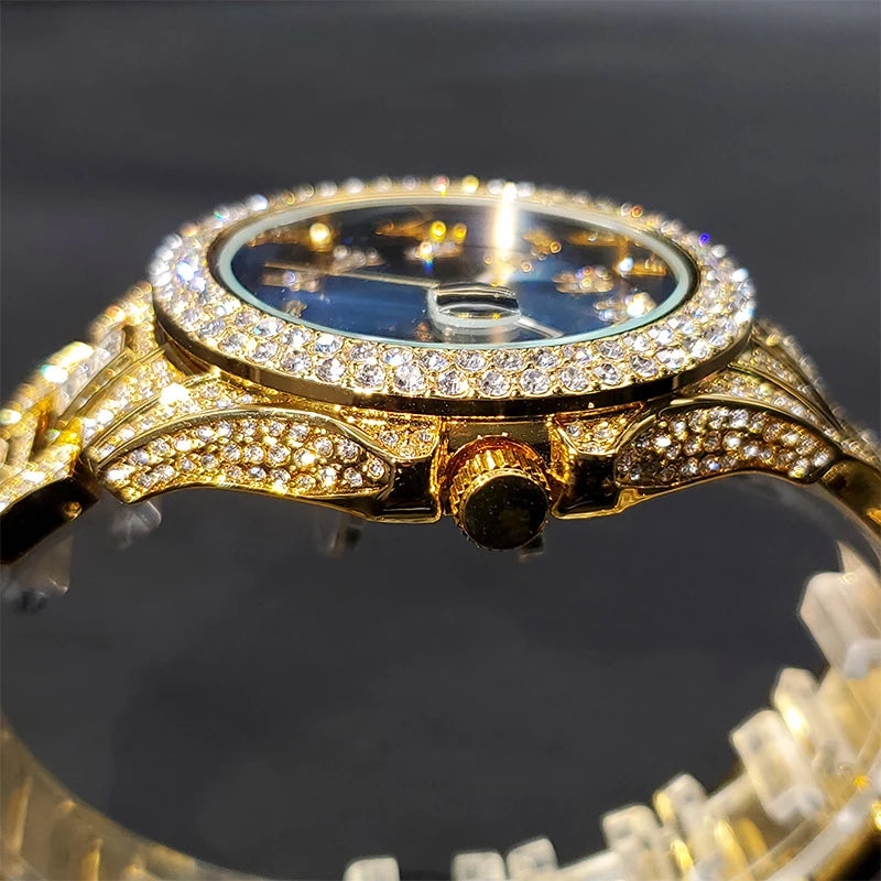 Miami Ice Men's Luxury Iced Out Watch & Bracelet Set