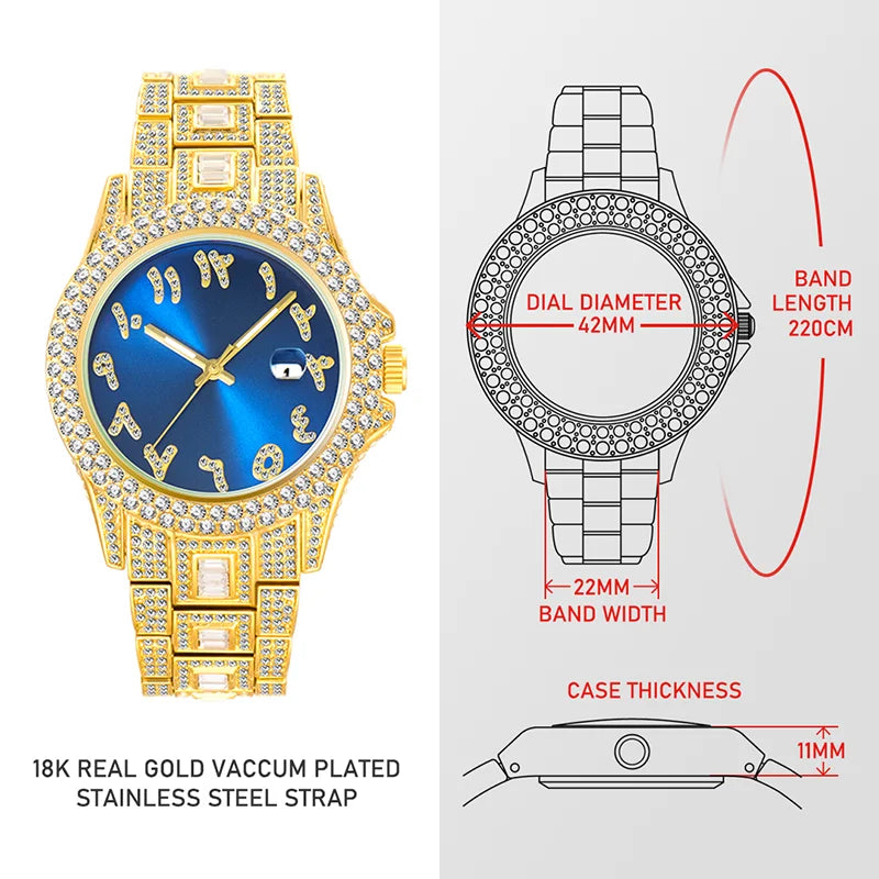 Miami Ice Men's Luxury Iced Out Watch & Bracelet Set