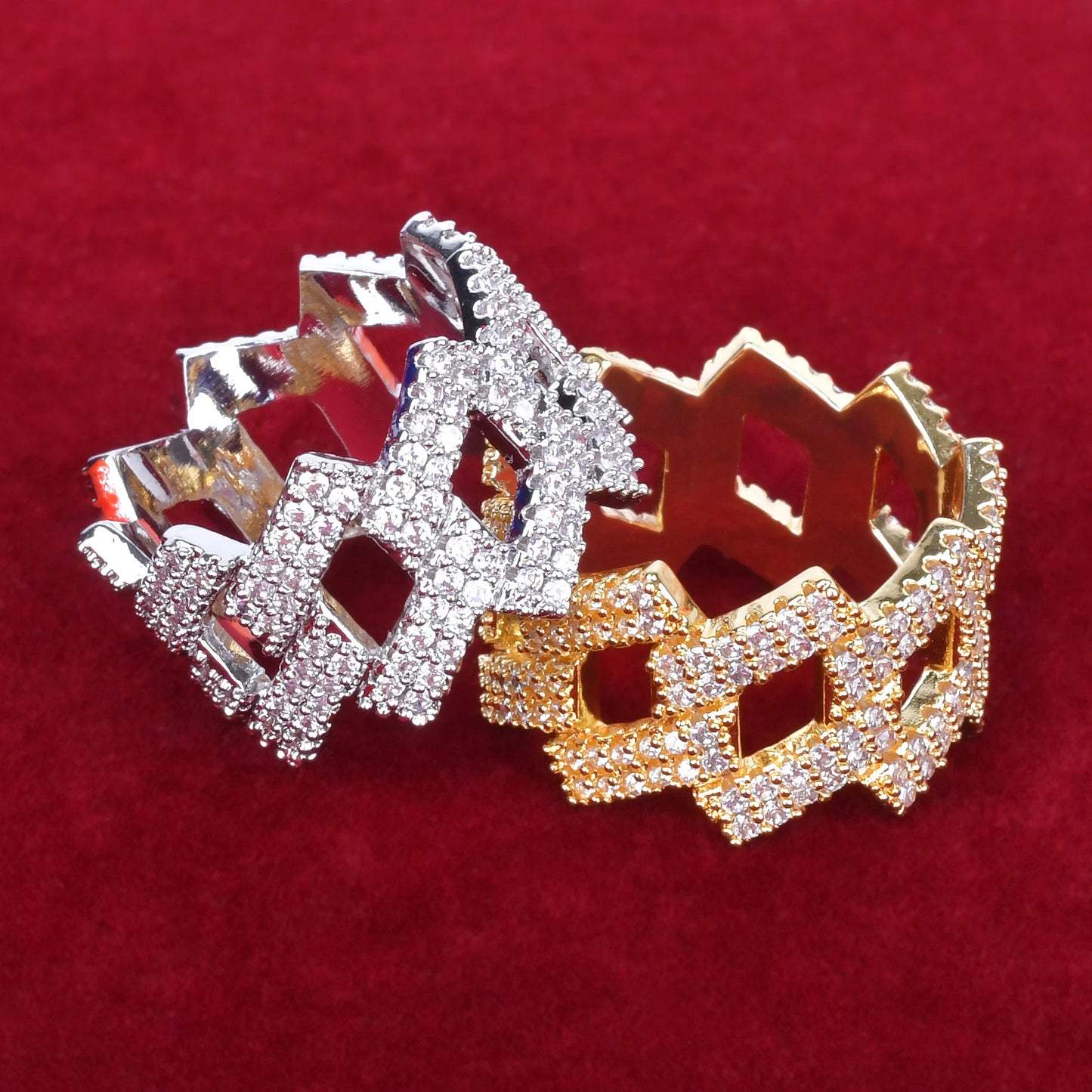 Miami Ice Crown Miami Cuban Link Iced Out Ring