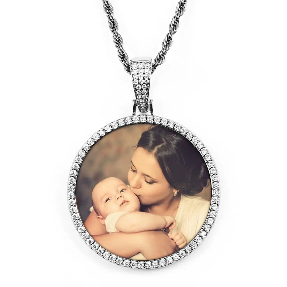 Miami Ice Vvs1 Custom Photo Pendant - White Gold