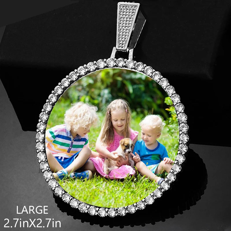 Miami Ice Vvs1 Custom Photo Pendant - White Gold