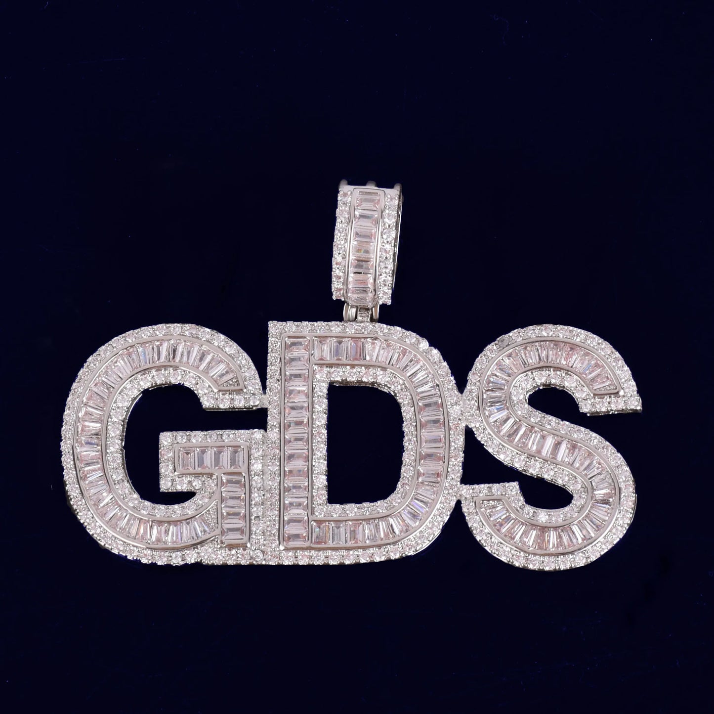 Miami Ice Custom Vvs Letter Pendant - White Gold