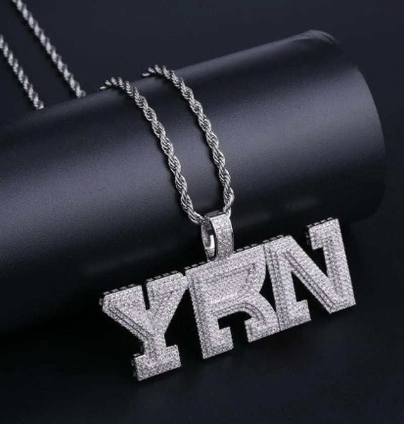 Hip Hop Ice Out Alphabet Savage Pendant Necklace