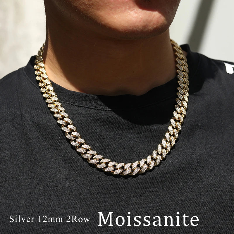 Miami Ice 20mm Moissanite Prong Cuban Link Chain - Gold Vermeil