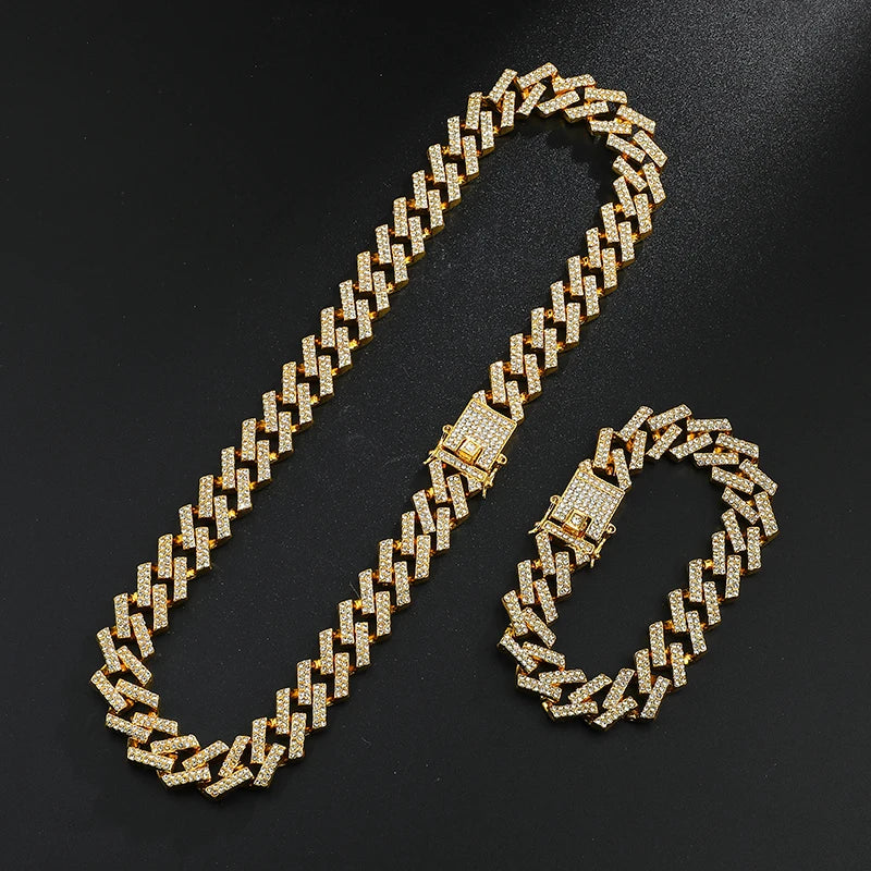 Miami Ice 14mm Cuban Link Chain - White Gold