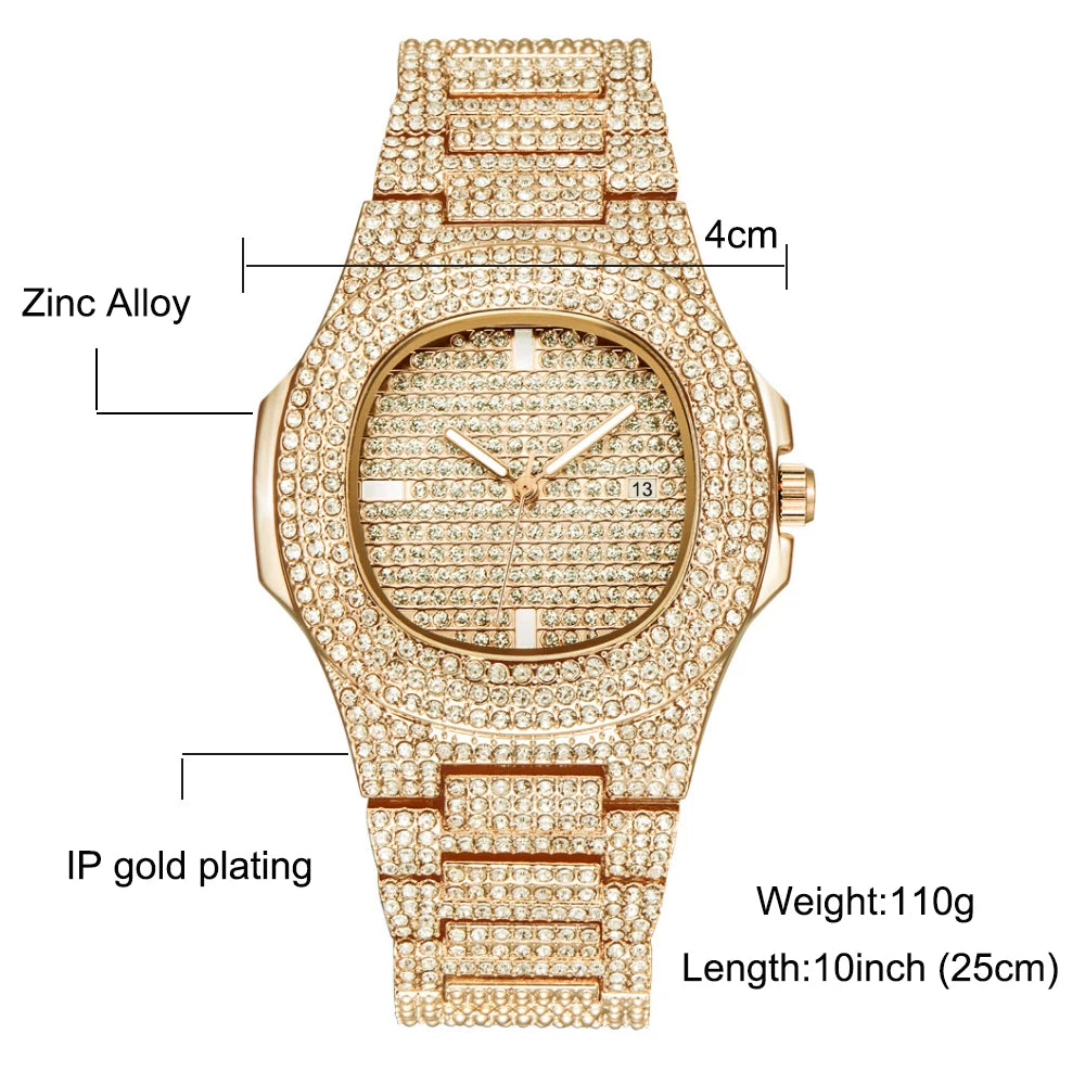 Miami Ice Men's Luxury Iced Out Watch & Bracelet Set