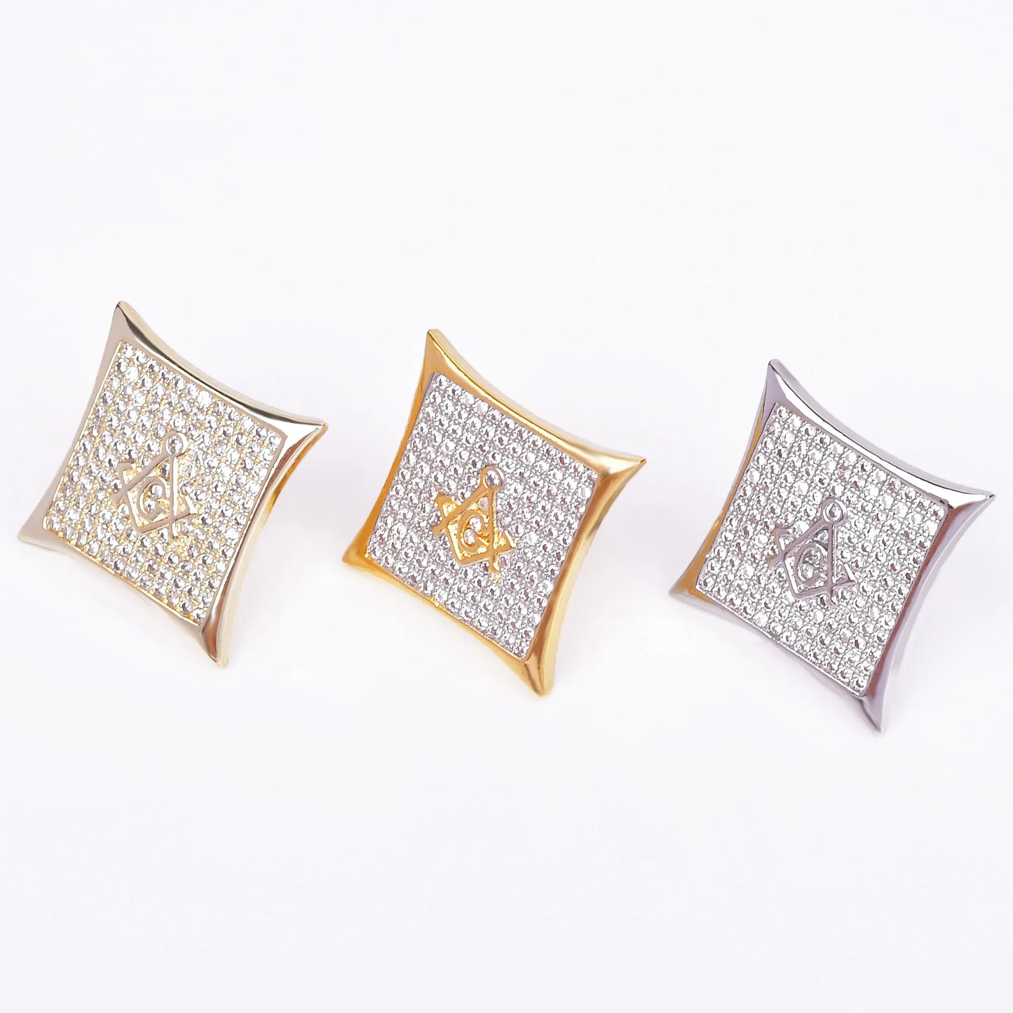 Miami Ice 12mm Sharp Cursive Iced Out Stud Earrings