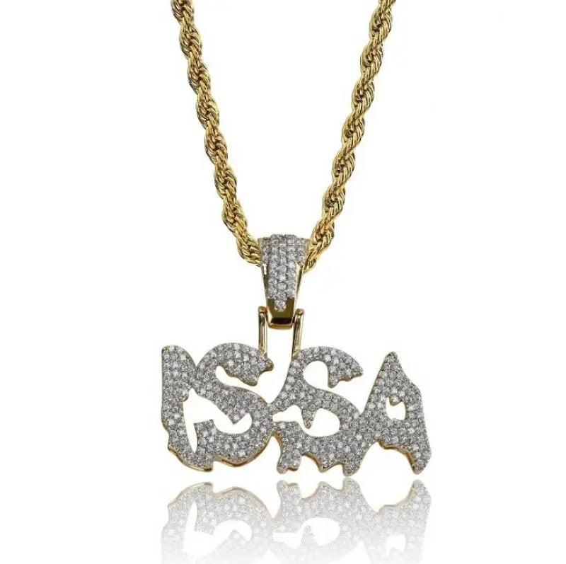 Hip Hop Ice Out Alphabet Savage Pendant Necklace