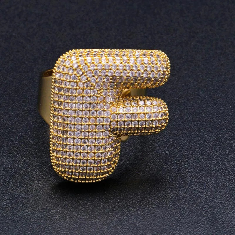 Miami Ice A-Z Initial Custom Letter Iced Out Ring