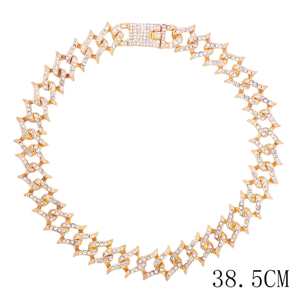 Miami Ice 12mm Iced Cuban Link Chain - Gold
