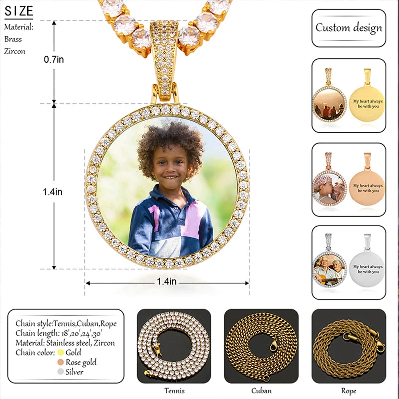 Miami Ice Vvs1 Custom Photo Pendant - White Gold