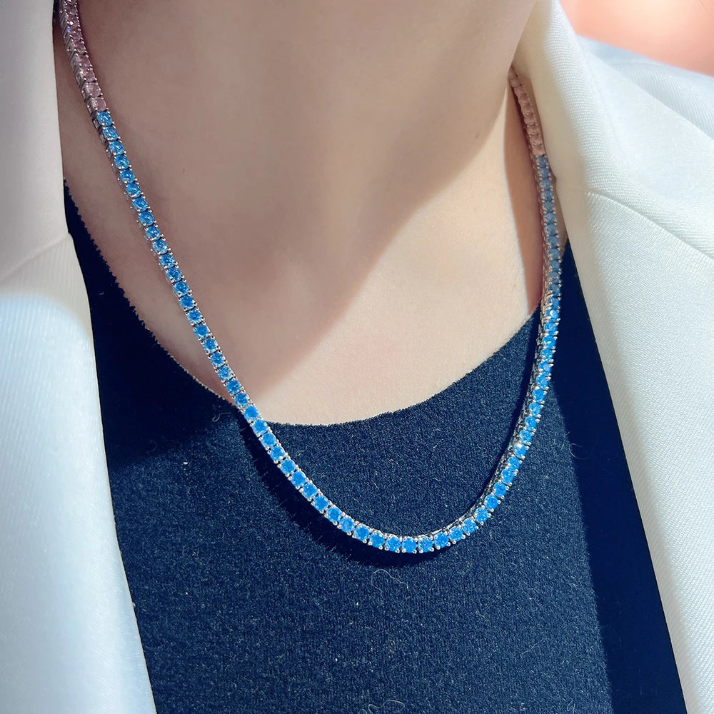 Miami Ice 5mm Tennis Chain Pink - Blue
