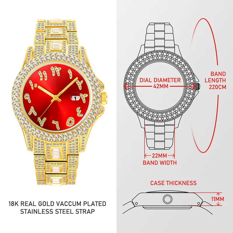 Miami Ice Men's Luxury Iced Out Watch & Bracelet Set