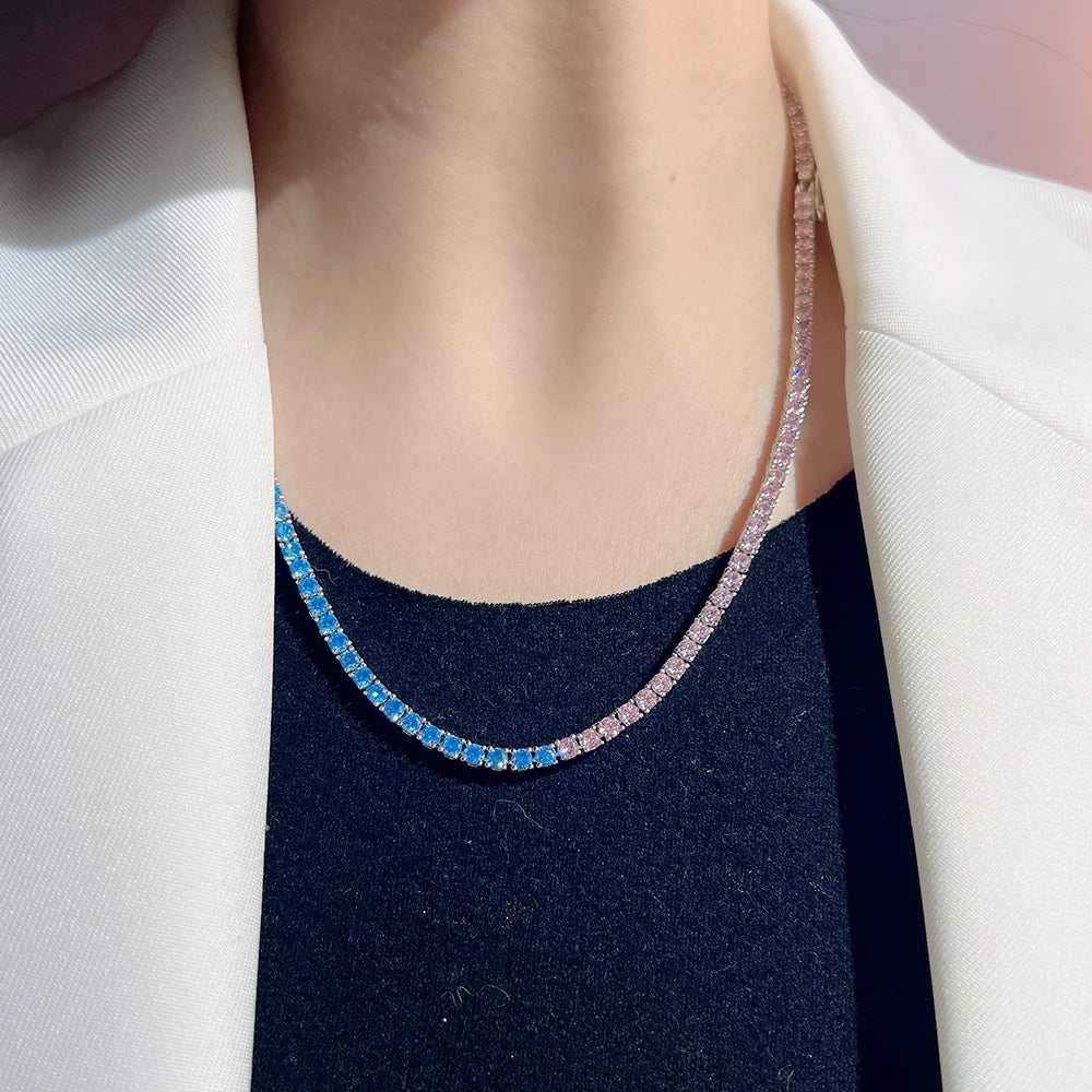 Miami Ice 5mm Tennis Chain Pink - Blue