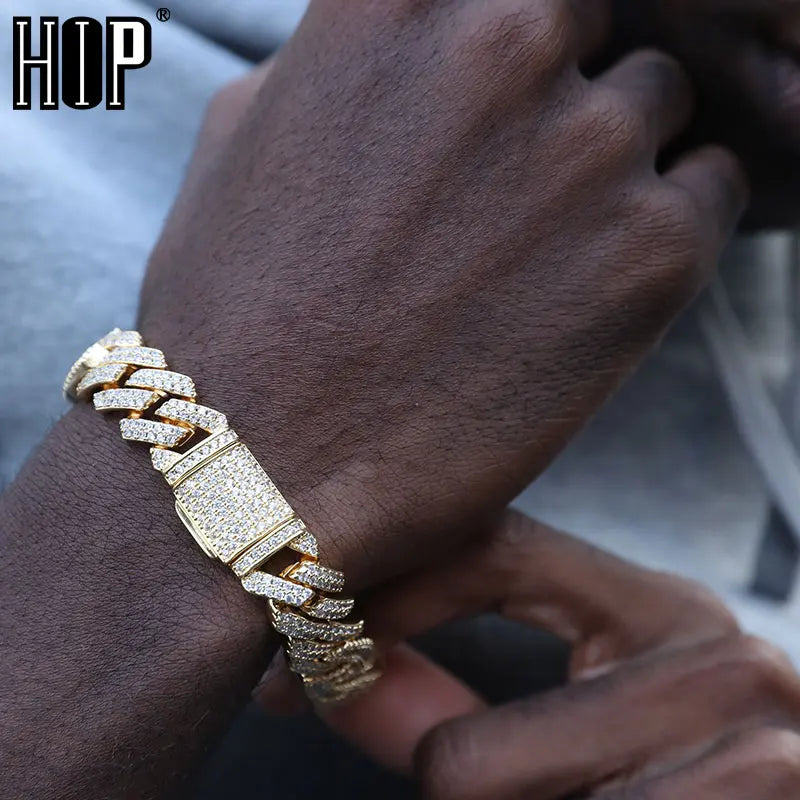 Miami Ice Diamond Prong Cuban Bracelet 8mm - Gold