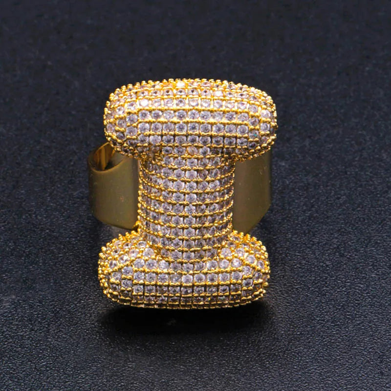 Miami Ice A-Z Initial Custom Letter Iced Out Ring